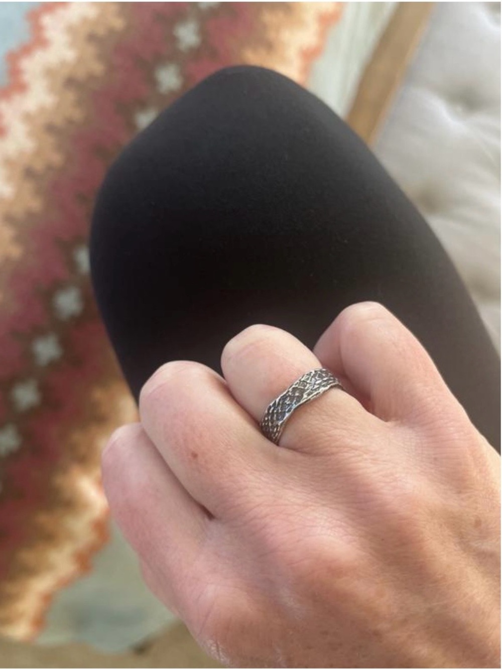 Lauren Wolf Snakeskin Textured Sterling Silver Band Ring - New Free People